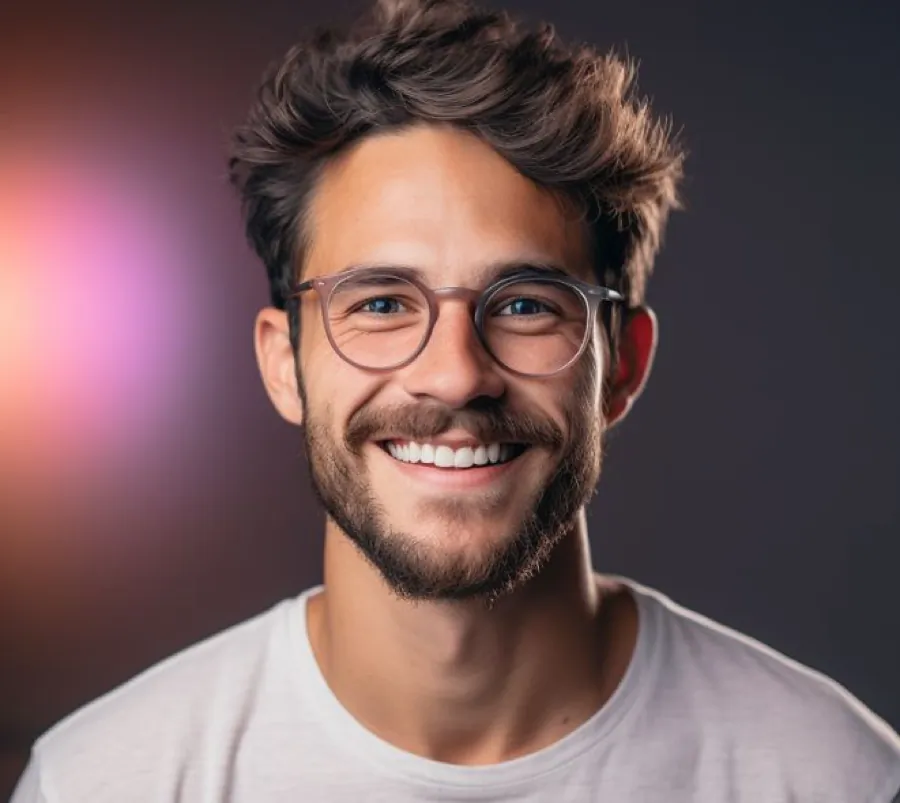 Paciente sonriendo tras un tratamiento de implantes dentales en Medell&iacute;n